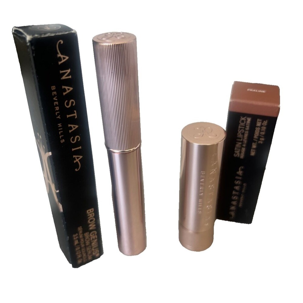 Anastasia Beverly Hills LOT Satin Lipstick Praline & Brow Genius Brow Serum NEW